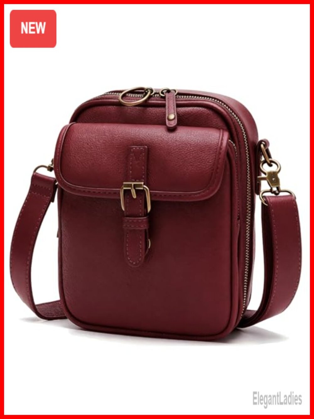 Vegan Leather Small Crossbody Messenger Bag with Card Slots